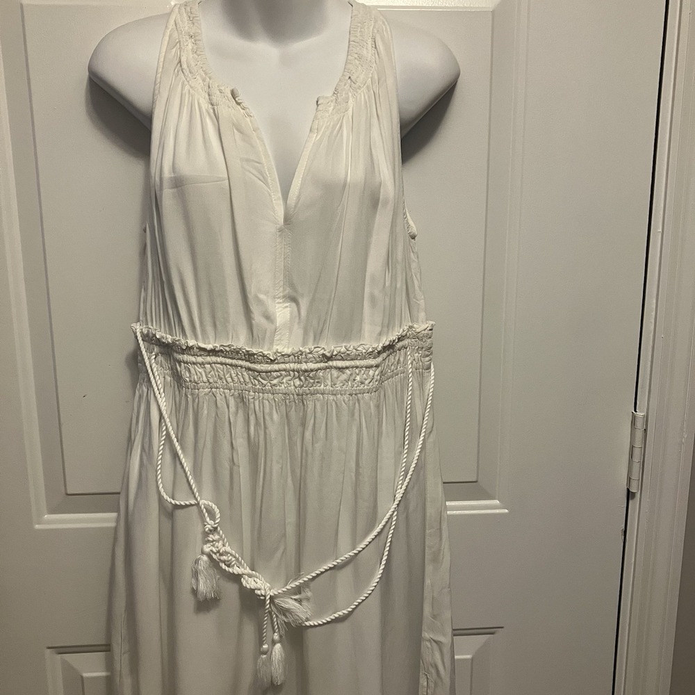 Women's Spiaggia Dolce Sz Medium Elegant White Dress /Party/Beach Tassels Boho - Picture 4 of 7